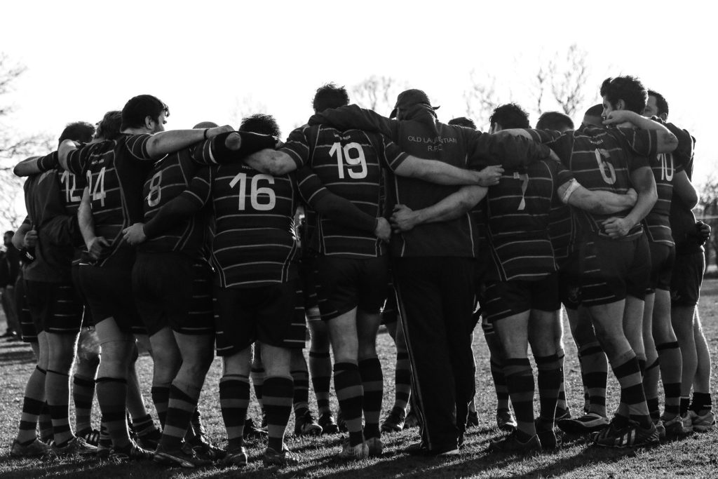 Illustration cohésion d'équipe, rugby